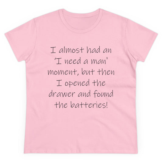 Found the batteries...-Women's Midweight Cotton Tee